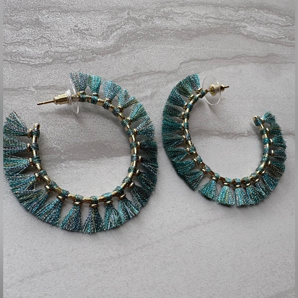 Kendra Scott Gold Evie earrings w Turquoise fringe